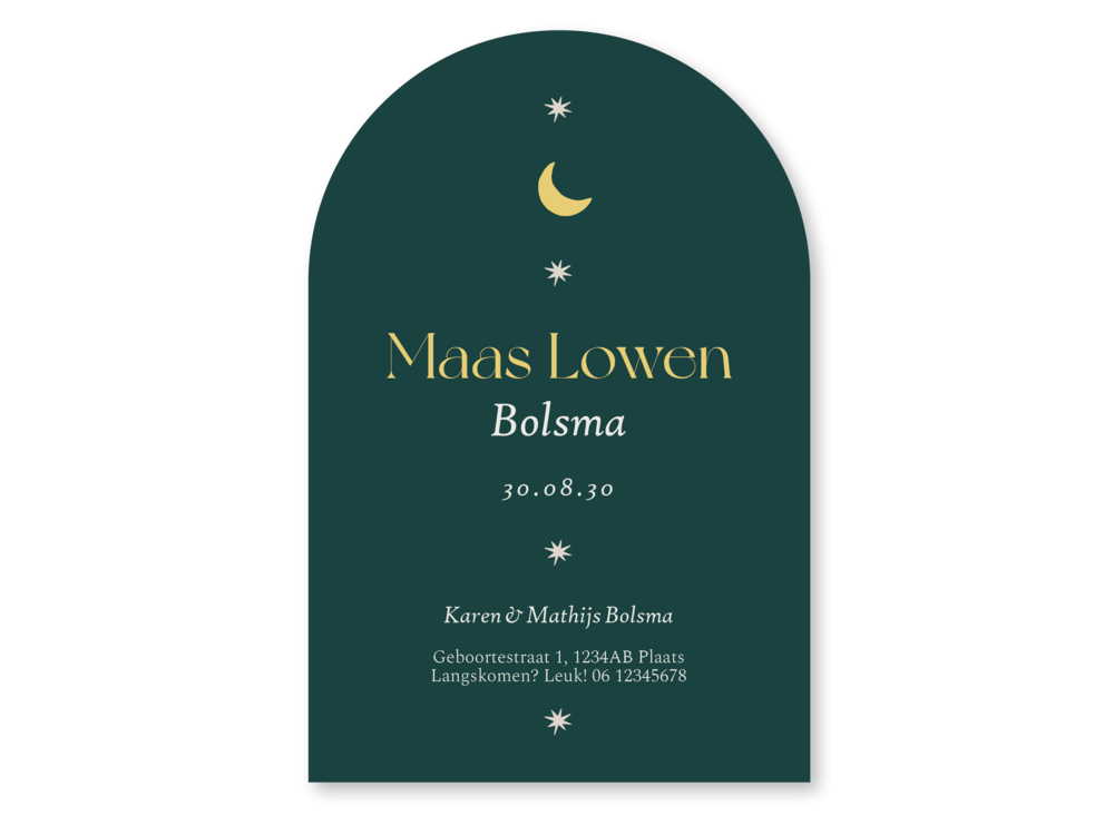 Geboortekaartje Retro eclectic maan en sterren Tun