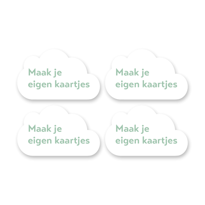 Klein kraamfeest kaartje wolk vorm - Set van 4