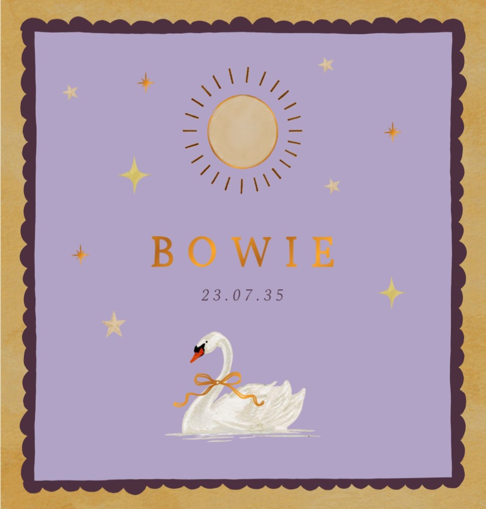Geboortekaartje folk zwaan en zon Bowie