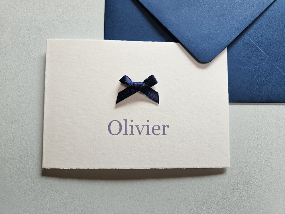 Klassiek geboortekaartje Oud Hollands papier Olivier