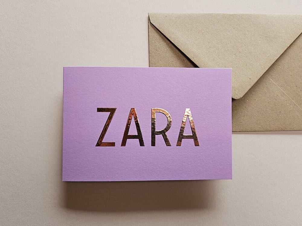 Geboortekaartje Zara minimalistisch en persoonlijk met foliedruk