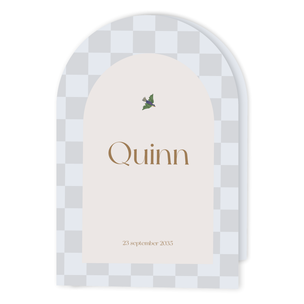 Klassiek geboortekaartje met boogvorm Quinn