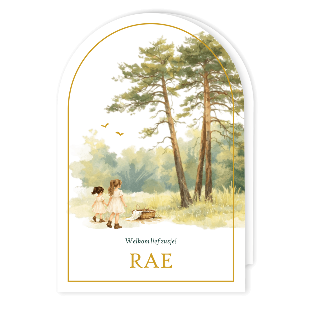 Watercolor geboortekaartje met boogvorm Rae